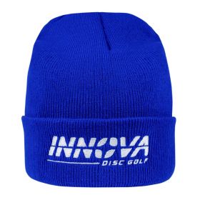Innova Cuff Beanie - Winter Disc Golf Headwear. Blue color.