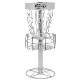 Mini Disc Golf Basket - Innova Desktop DISCatcher. Silver color.