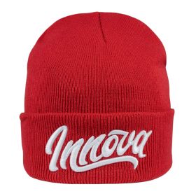Innova Flow Cuff Beanie - Disc Golf Winter Headwear. Red color.