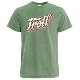 Disc Golf Shirt - Men's Tee - Vintage Frolf Logo. Green color. 