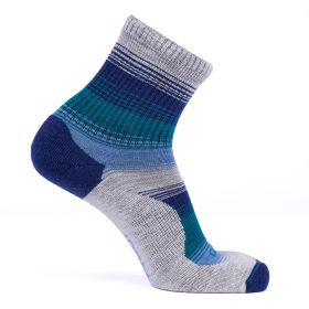Grip6 Micro Crew Wool Socks. Blue and grey colors.