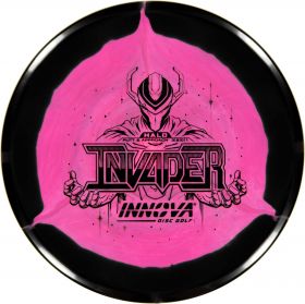 Halo Star Invader - All Purpose Straight Putt & Approach Disc. Black rim. Pink center.