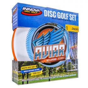 Innova Disc Golf Starter Set - 3 Pack DX SpaceSaver. Angled view.