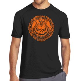 Innova Disc Golf Shirts - InnPress Pumpkin Tri-Blend Tee. Black color shirt. Orange image. Front. 