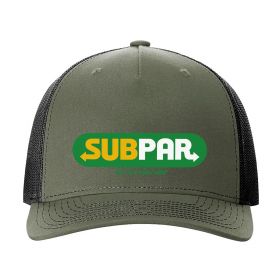 SubPar Snapback Disc Golf Hat. Olive/Black color.