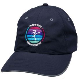 Disc Golf Hat - Throw Pink Championship - Light Weight. Navy. Front view. 