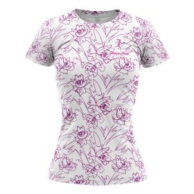 Throw Pink Womens Floral Jersey. White/Pink pattern. Front view.