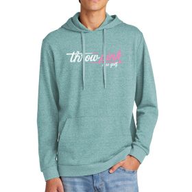 Sports Hoodie - Throw Pink - Disc Golf. Front view: Eucalyptus color. 