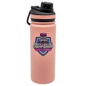 Sports Bottle - Vacuumed Sealed - Throw Pink Disc Golf. Pink color with Throw Pink Women's Disc Golf Championship logo. 