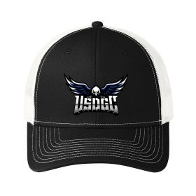 USDGC Adjustable Snapback Hat. Black / White color. Front view.