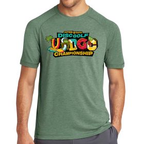 USDGC Shirts - Tri-Blend - Tiki Design. Green color. Front. 